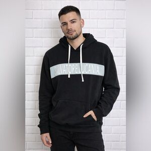 Salvatore Lucania Reversible Hoodie Black Logo Velour Side Streetwear/size S